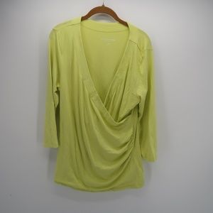 Soft Surrounding V-Neck Wrap 3/4 Sleeve Blouse Top